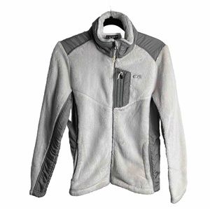 CB Vintage 90s Faux Sherpa Womens Full Zip Jacket Cream Gray Medium